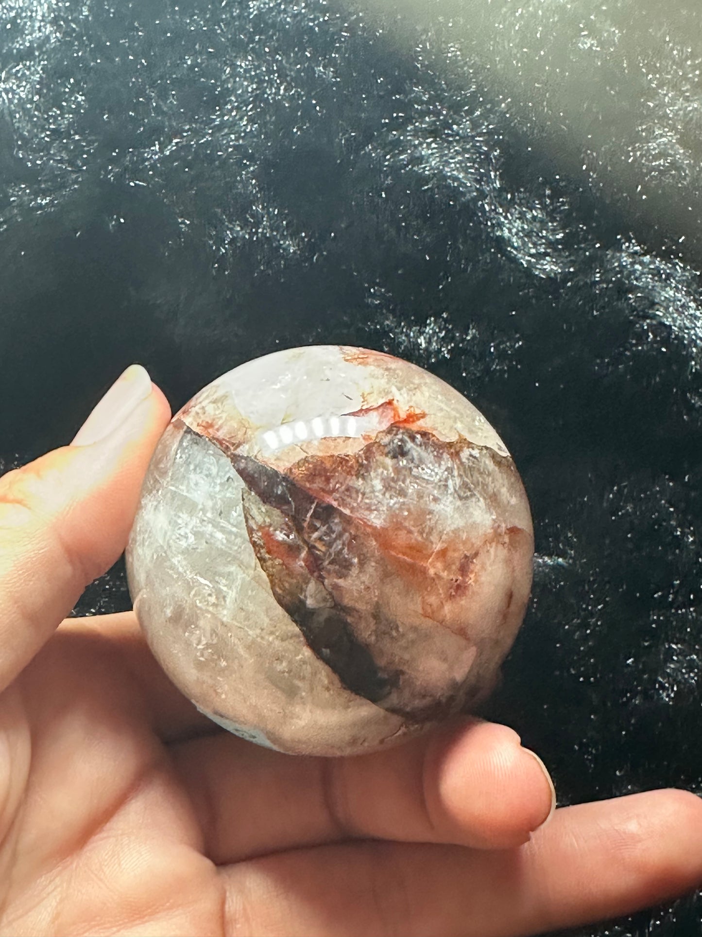 Fire quartz sphere
