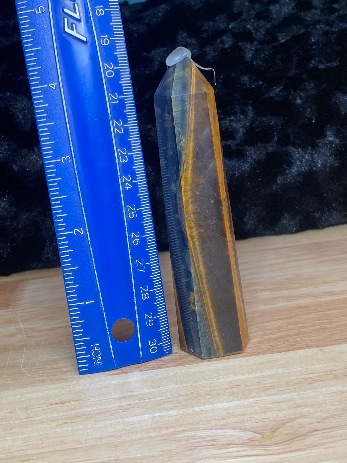 Yellow and blue tigers eye tower