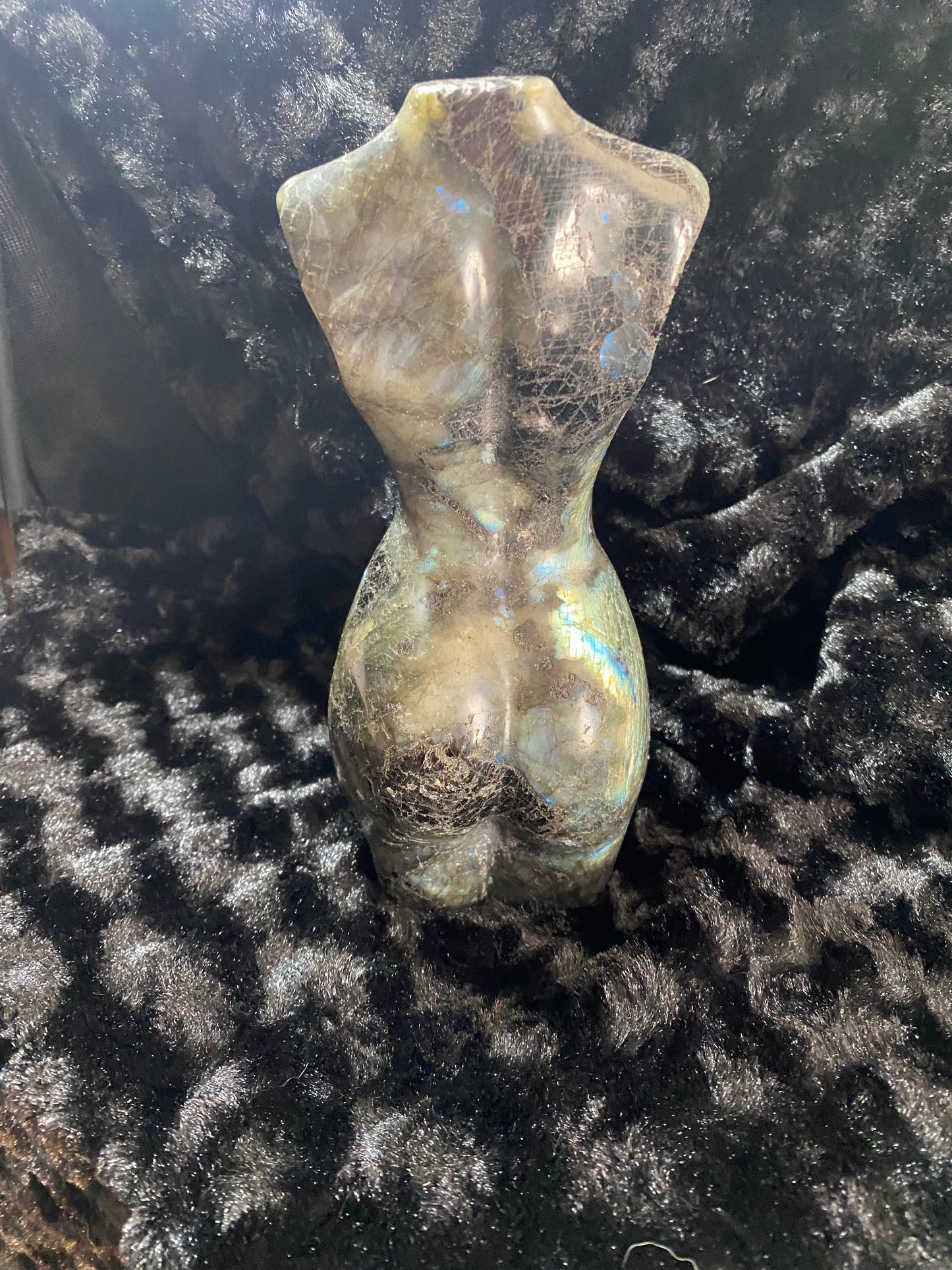 Labradorite with black tourmaline goddess body
