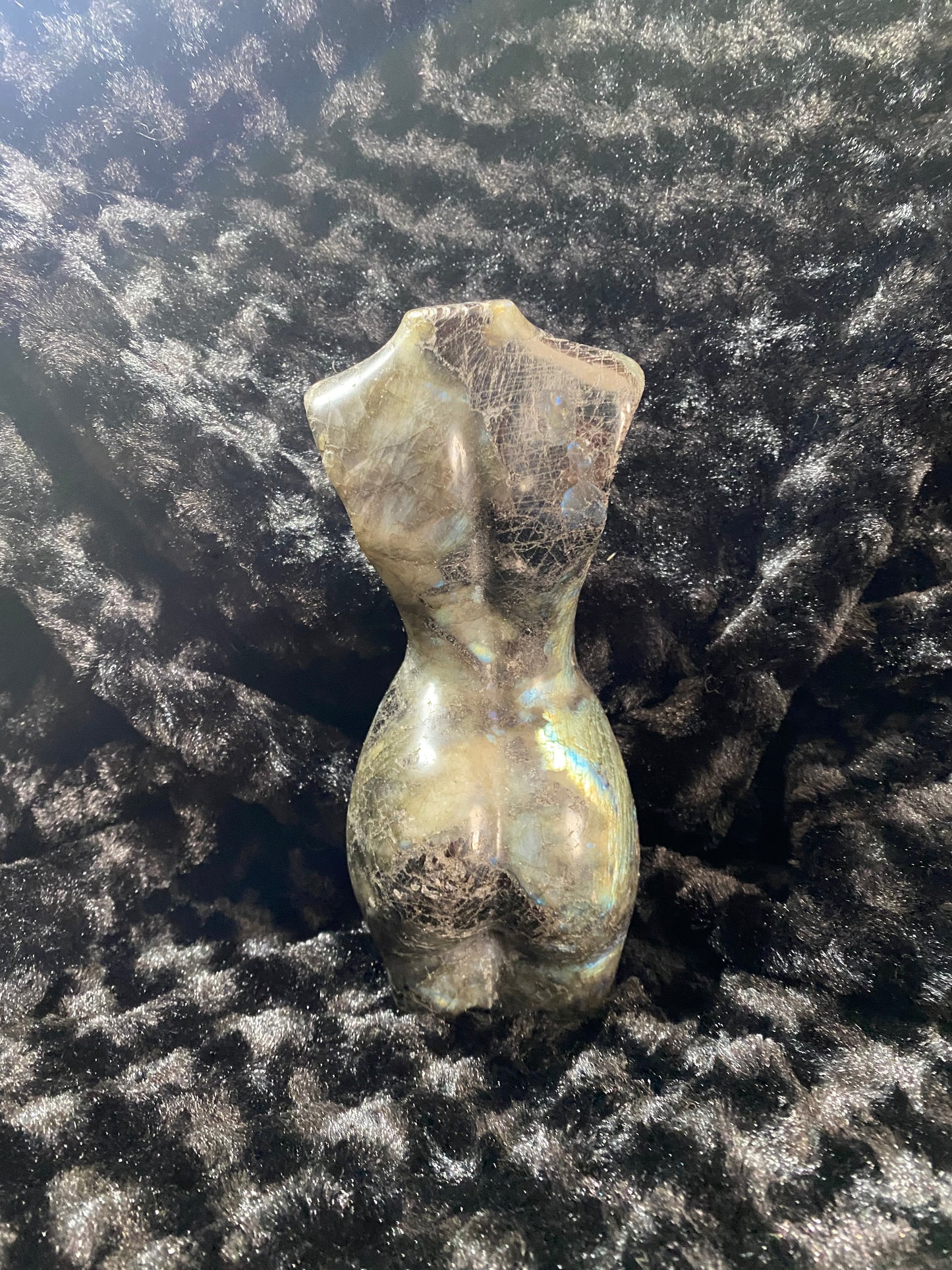 Labradorite with black tourmaline goddess body