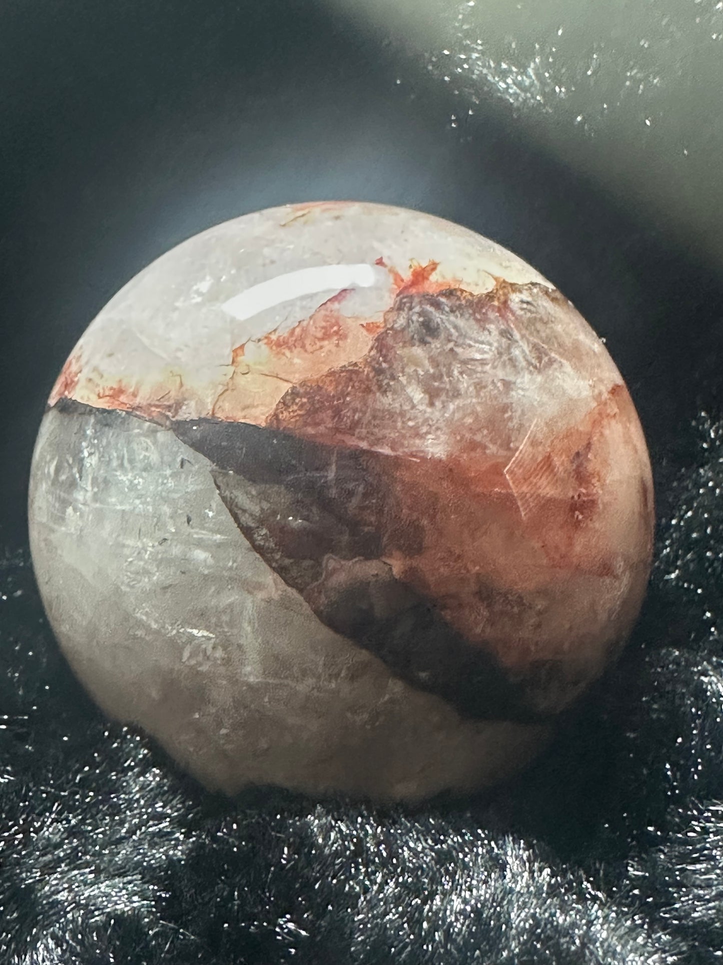 Fire quartz sphere