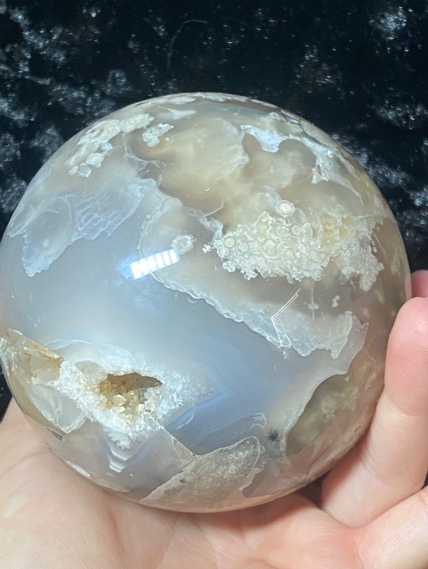 Large flower agate sphere