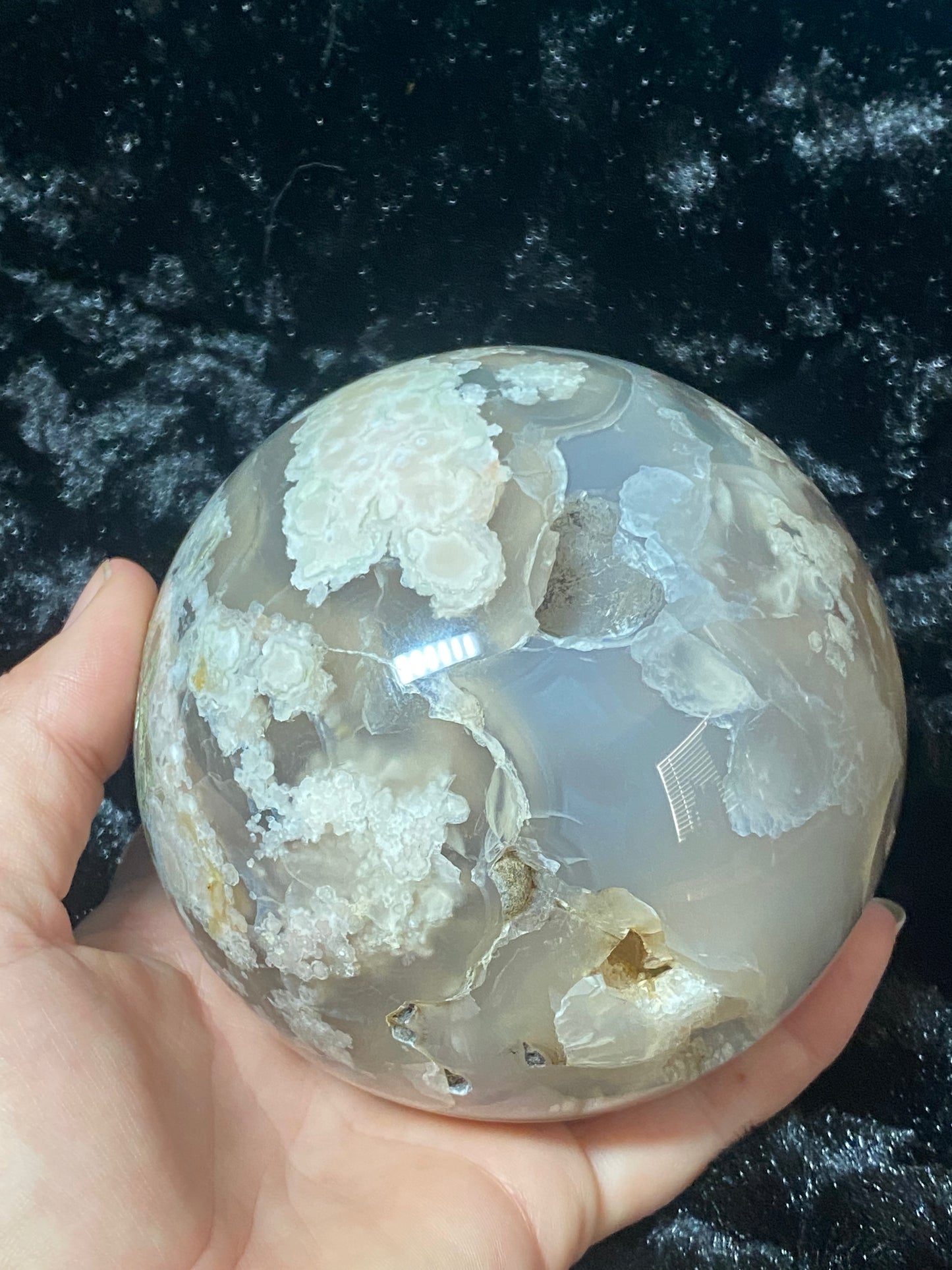 Large flower agate sphere