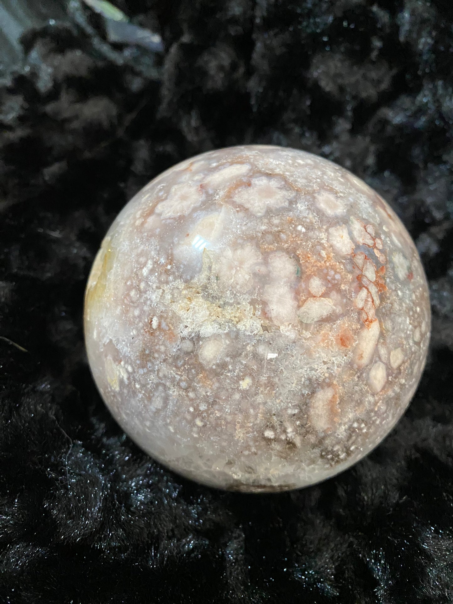 Pink amethyst flower agate sphere