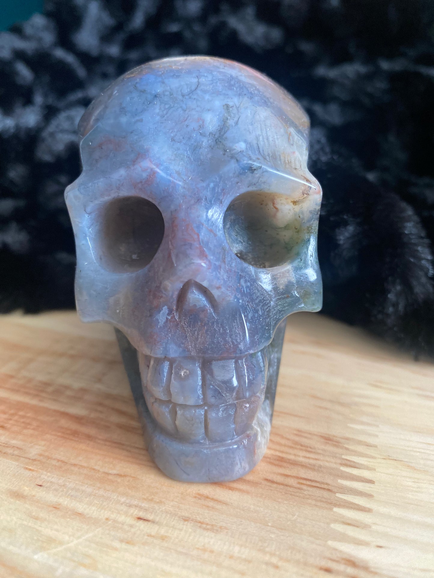 Moss agate skull