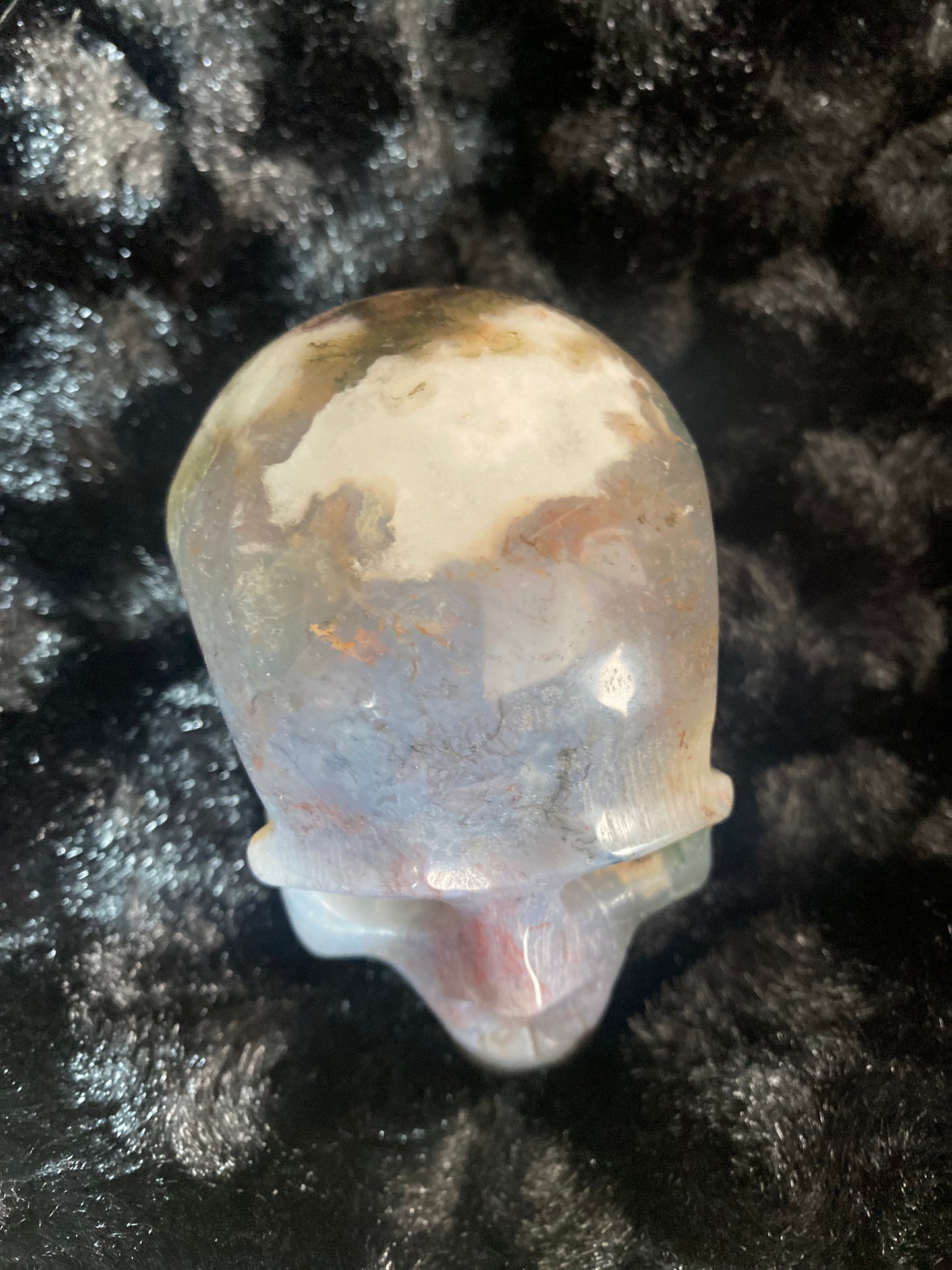 Moss agate skull