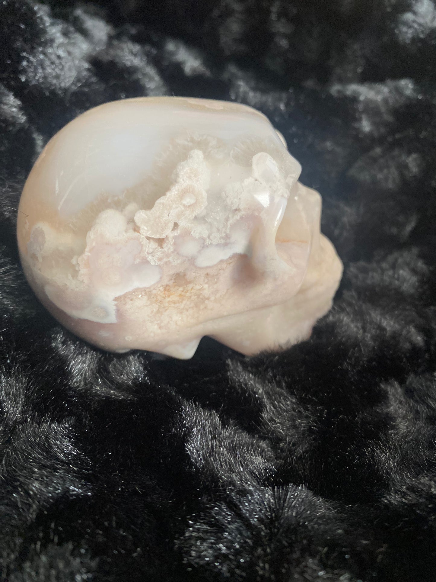 Pink flower agate skull