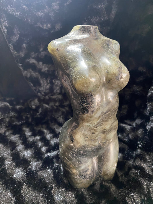 Labradorite with black tourmaline goddess body