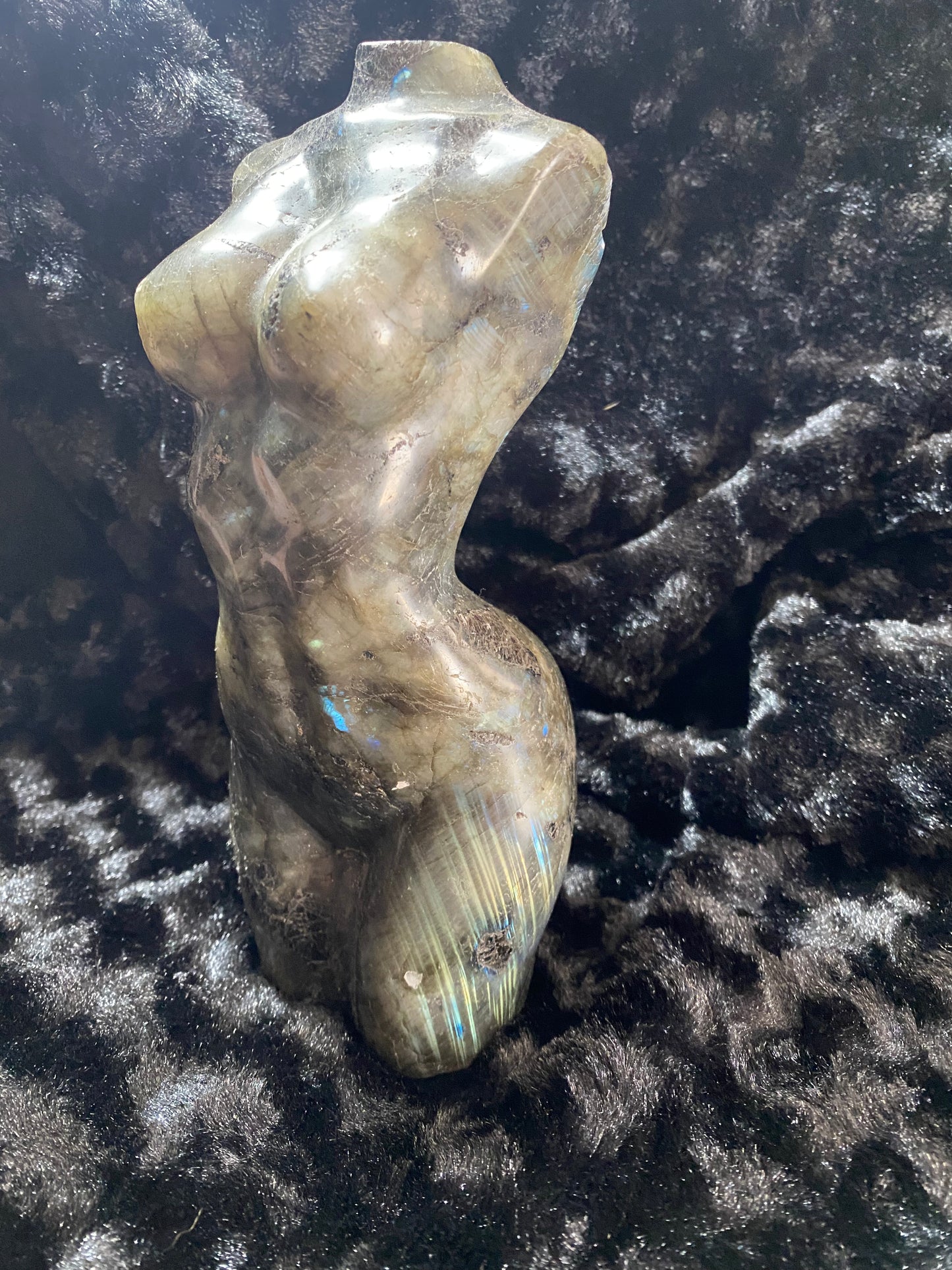 Labradorite with black tourmaline goddess body