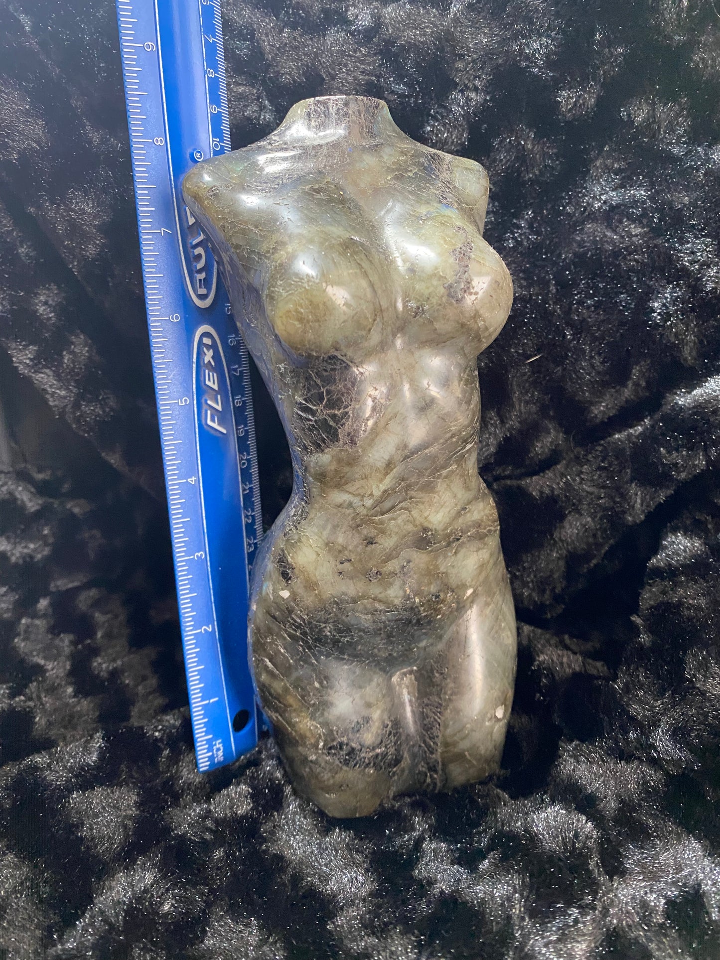 Labradorite with black tourmaline goddess body