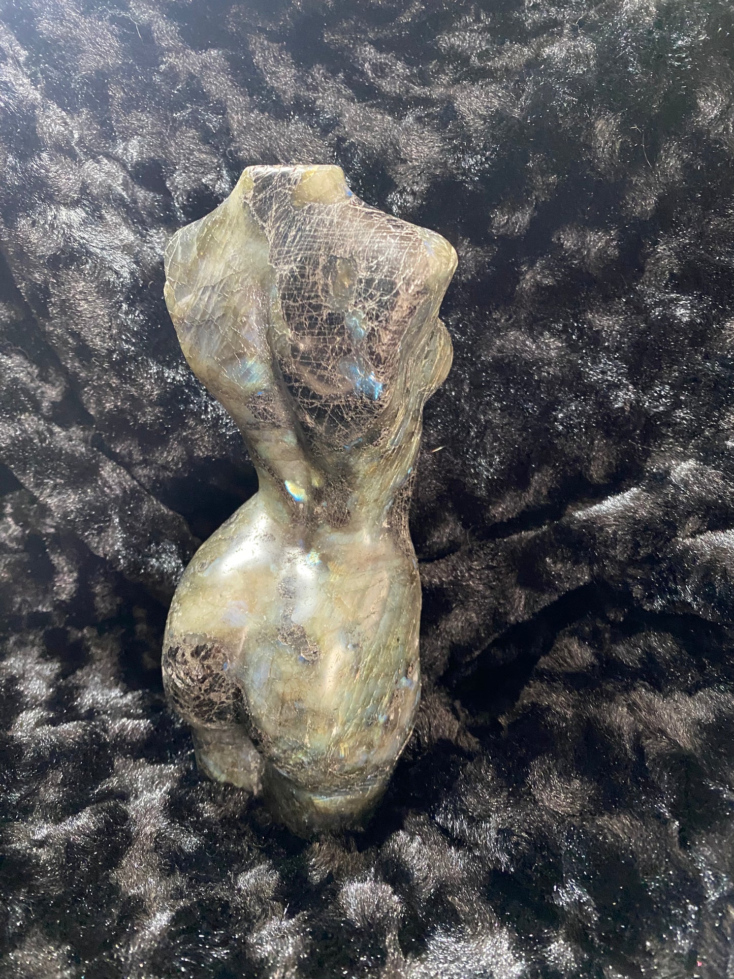 Labradorite with black tourmaline goddess body