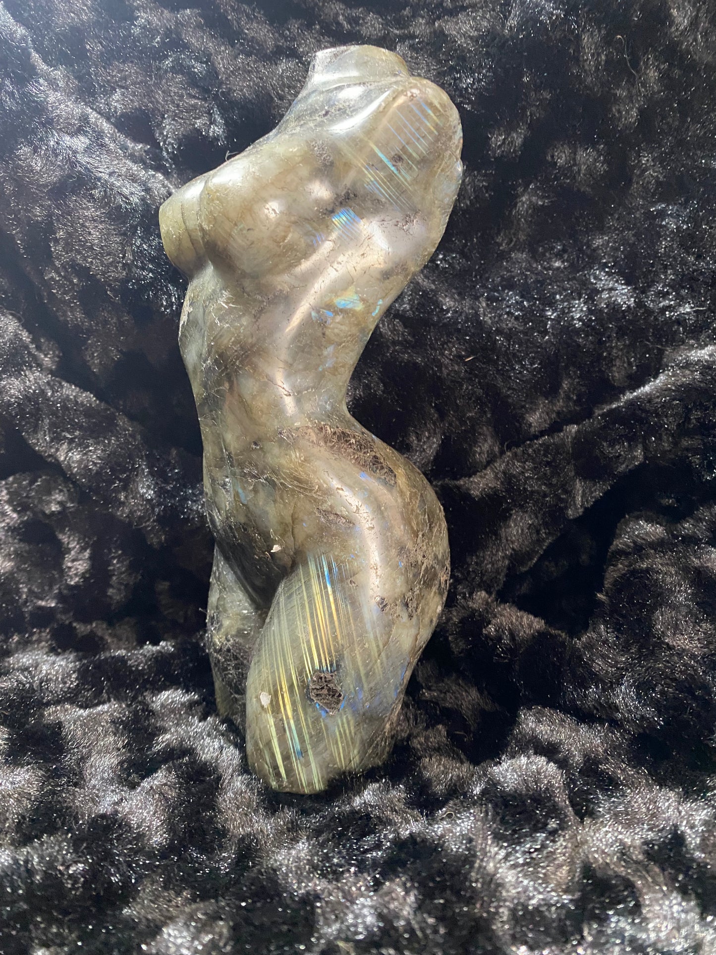 Labradorite with black tourmaline goddess body
