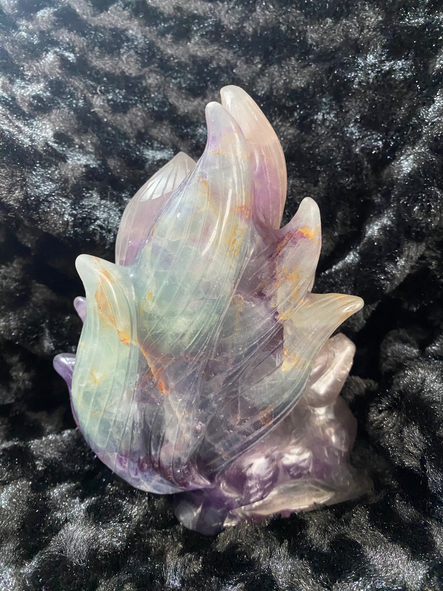 Large purple and green fluorite nine tail fox